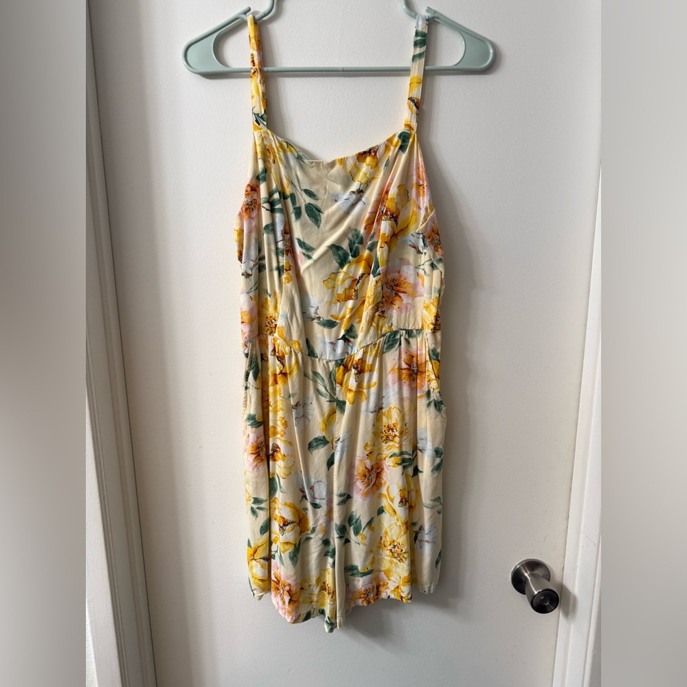 Xhilaration Yellow and Green Floral Romper